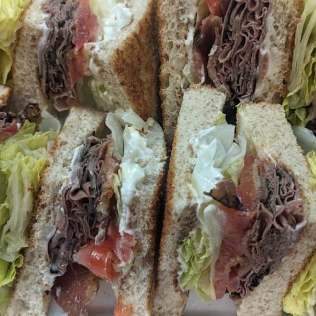 Roast Beef Club Sandwich.