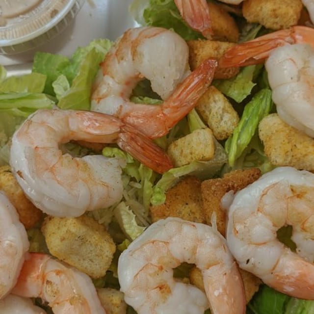 Caesar Salad with Grilled Shrimp.