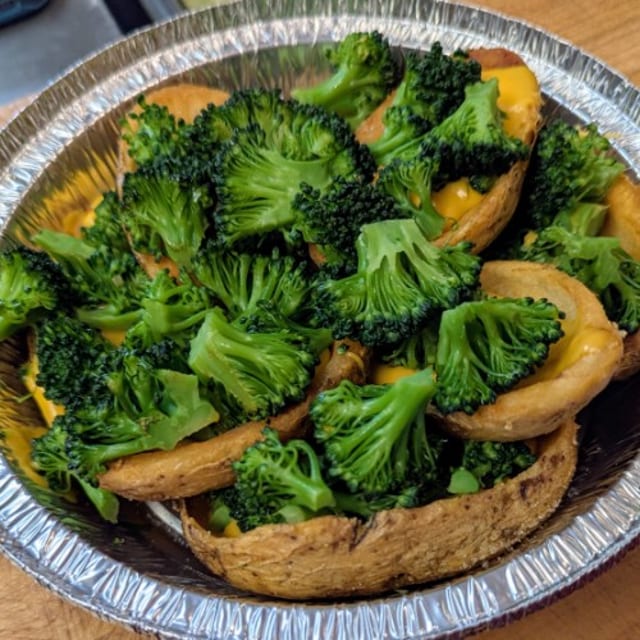 Potato Skins with Cheese & Broccoli.