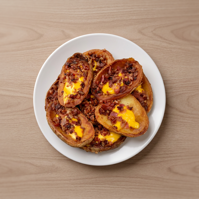 Potato Skins with Cheese & Bacon.
